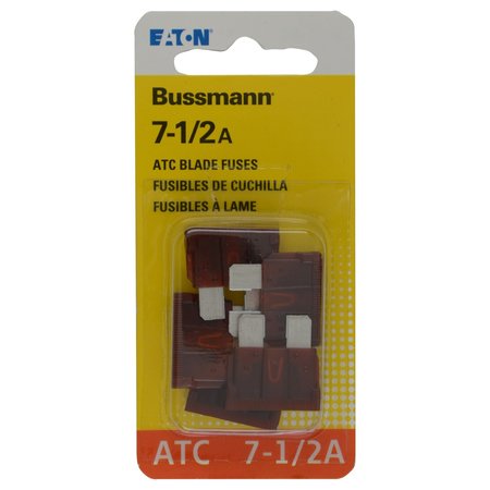 EATON BUSSMANN Automotive Fuse, ATC Series, 7.5A, 32V DC, Non-Indicating, 5 PK BP/ATC-7-1/2-RP